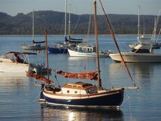 several sailboats floating in the water near each other