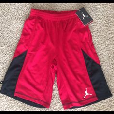 Brand New With Tags Attached, Size: L(152-158 Cm; 12-13 Years). Color: Red/Black. Pulls Away Sweat To Help Keep You Dry And Comfortable. Stay Cool When It Heats Up. Sporty Red Shorts For Playwear, Black Pulls, Boys Basketball Shorts, Grey Jordans, Jordan Boys, Jordan Shorts, Boys Fleece, Track Shorts, Boys Nike