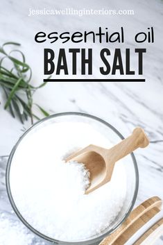 Make quick and easy bath salts with epsom salt and essential oils. This natural and luxurious self-care item will help you relax your sore muscles and it makes the perfect gift too! Make Bath Salts, Peppermint Bath Salts, Diy Bath Salt, The World Of Interiors, Modern Christmas Decor, Homemade Diy