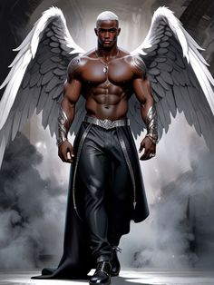 African Dieties, Winged Characters, Armored Angel, Seraphim Angel, Black Gods, Afrofuturism Art, African Mythology, Black Royalty