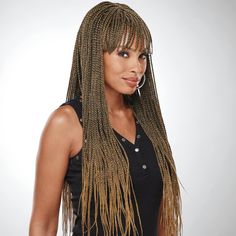 PRICES MAY VARY. FROM THE RUNWAY: On-trend wig with super-long lengths of authentic micro box braids, a natural skin part. HAND-BRAIDED: Intricate, authentic braiding without the salon time, expense or damage to your hair. NATURAL SKIN PART: Creates the look of hair growing naturally from your scalp. EXPERT DESIGN TEAM: We’ve been ahead of the curve in cutting-edge design, innovative fibers and the most secure, comfortable fit for more than 25 years. CELEBRITY LOOKS: On stage, on screen, in maga Micro Box Braids, Shade Of Brown, Ombre Lace Front, Braided Bangs, Hair Growing, Ombre Lace, Hair Natural, Wig Accessories, Top Beauty Products