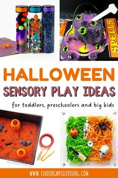 halloween play ideas for toddlers, preschoolers and big kids with text overlay