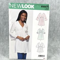 a woman's blouse and top sewing pattern from new look