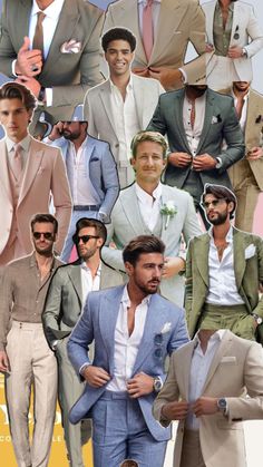 a collage of men's suits and ties in different colors, sizes and styles