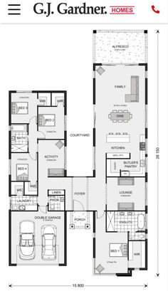 the g i gadner homes floor plan with three bedroom and two bathroom areas