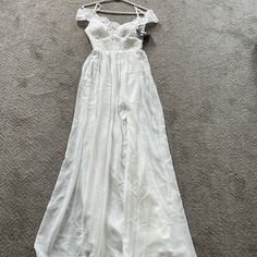 Calling All Brides! Brand New With Tags! White Off Shoulder Maxi Dress With Lace Top And Back Zipper Closure. Double Lined, 100% Polyester. Dress With Lace Top, Off Shoulder Maxi Dress, White Maxi Dress, White Off Shoulder, White Maxi, Dress With Lace, White Maxi Dresses, Lace Dress, Off The Shoulder