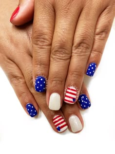 4th Of July Nails Gel Short, Shellac Nails 4th Of July, 4th Of July Nail Polish Ideas, Summer Nails July 4th, 4th Of July Nails White, 4th Of July Nail Designs Easy, Red White And Blue Nails Short, Cute Red White And Blue Nails, Nails Red White Blue