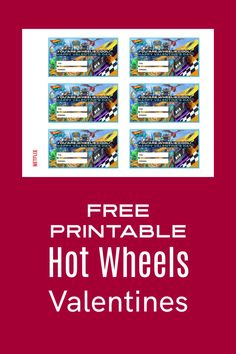 four free printable hot wheels valentine's coupons for $ 5 each or more