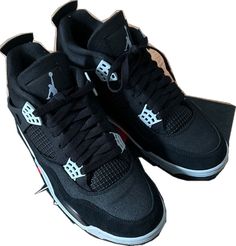 Jordan 4 Black Canvas, Jordan 4 Black, Shoes Jordan, Jordan Black, Newest Jordans, Jordans For Men, Black Canvas, Jordan Shoes, Canvas Size