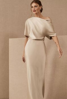 파티 드레스, Column Gown, Column Dress, Bride Clothes, Satin Maxi Dress