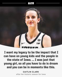 an image of a woman basketball player with a quote from her on the sidelines