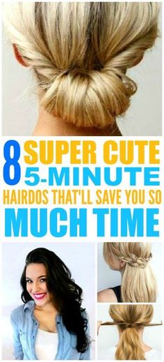 Five Minute Hairstyles, 5 Minute Hairstyles, Cute Quick Hairstyles, Easy Hairstyle, Work Hairstyles, Short Hair Styles For Round Faces, Easy Hairstyles For Long Hair