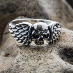 Collectible Silver Skull Ring In Stainless Steel, Collectible Silver Stainless Steel Skull Ring, Silver Sterling Skull Ring For Anniversary, Silver Hallmarked Skull Ring For Anniversary, Silver Engraved Skull Ring For Anniversary, Anniversary Skull Ring In White Gold And Sterling Silver, Anniversary Silver Skull Ring In Sterling Silver, Gothic Viking, Viking Pagan