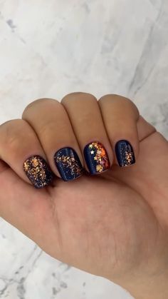 Stars Nails, Navy Blue Nails, Gold Glitter Nails, Tongue Health, Thanksgiving Nails, Foil Nails, Nail Nail, Star Nails