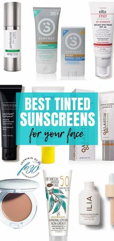 Best Tinted Sunscreens For Your Face - fountainof30.com Tinted Sunscreen Drugstore, Best Face Sunscreen Under Makeup, Drugstore Tinted Moisturizer With Spf, Best Mineral Sunscreen For Face, Drmtlgy Tinted Sunscreen, Skincare Organizer, Skincare Sunscreen, Clear Skin Naturally, Tinted Sunscreen