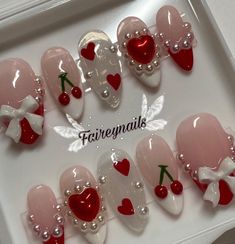 Cherry Red Coquette, Finger Biting, Cute Red Nails, Red Coquette, Birmingham City University, Creative Nail Art, 3d Flower Nails