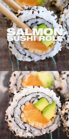 Spicy Salmon Roll Sushi Raw Salmon Sushi, Sushi Salmon Recipes, Salmon Kimbap, Sushi Recipes Videos, Raw Salmon Recipes, Salmon Roll Recipe