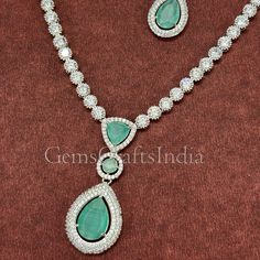 BEAUTIFUL AMERICAN DIAMOND NECKLACE SET *  Main Color : Sea Green * Skin Friendly : This Product does not contain harmful constituents. Anti-allergic safe for Skin. * Quality : Made from Premium Quality Material. This Product assures to remain in its Original Glory even after several usages.     . Actual Images of item are shown above, Please be aware of the actual colors may vary from the color shown on your screen, as monitor    settings may vary from individual to individual. . Welcome to Our Ad Necklace Set, Diamond Pendent, Indian Fashion Jewellery, American Diamond Necklaces, Green Skin, Bridal Jewelry Set, Diamond Necklace Set, Cz Necklace, Pendent Necklace