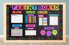 a blackboard with colorful writing on it that says, parent board lesson plan for out