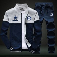 Dallas Cowboys Sweatshirt +Sweatpants Mens Clothing 2 Pieces Sets Slim Tracksuit Cotton Sports Sets For Sports Season, Sporty Cotton Long Sleeve Set, Cotton Sports Sets With Long Sleeves, Cotton Long Sleeve Sports Sets, Cotton Sportswear Tracksuit With Ribbed Cuffs, Sporty Cotton Tracksuit For Fall, Cotton Tracksuit With Ribbed Cuffs For Sports, White Cotton Tracksuit With Letter Print, Sporty Cotton Sets For Sports Season