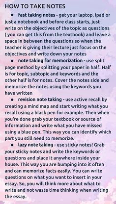 a pink and blue background with the words how to take notes