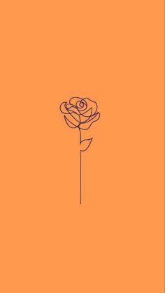 an orange background with a single rose on the left side and one line in the middle