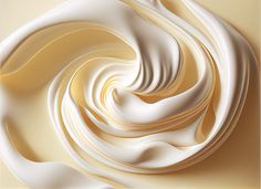 an abstract image of white and yellow swirls on a beige background, created by the artist