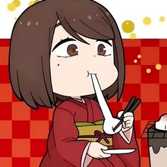 a woman holding a knife and fork in her mouth