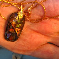 New Ammolite Genuine Pendant Necklace. 71 Millions Year Old Organic Gemstone. This Pendant Has All The Colors, Including The Blue And Violet --Only 10 Percent Of Ammolite Have Blue And Violet.. It's A Magical Stone, Fiery, And Changing With Every Motion. The Pendant Is Backed With Stone And Clear Triplet To Protect It. Only One Source In The World. 2 1/2 Square Miles In Canada. And It's Expected To Run Out This Generation. For More Information You Can Check The Shopping Networks Where This Gemst This Generation, Magical Stones, Handcrafted Jewelry, Gold Chain, Gold Chains, Jewelry Crafts, Womens Jewelry Necklace, All The Colors, Year Old