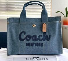 #ad Great shopping ideas for COACH CR657 Tote bag canvas denim blue Large 2WAY shoulder, fashion handbags