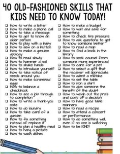 an old fashioned skills that kids need to know today printable for the classroom