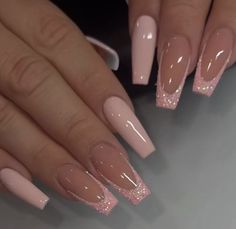 Poly Gel Nails Design Glitter, Soft Pink Nails Designs, Girly Pink Nails, Uñas Soft Gel, Grad Nails, Nails Coffin Short, Basic Nails, Girly Acrylic Nails, Casual Nails