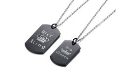 Engravable Crown King Queen Couple Necklaces Set – Loforay Valentines Gift For Men, King Queen Couple, Crown King, Her King, Men Chain, Promise Necklace, His Queen, Mens Valentines Gifts, Necklaces Set