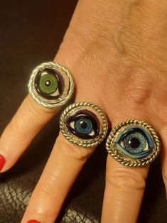 Eclectic Evil Eye Ring Handmade Third Eye Ring in Sterling | Etsy Evil Eye Ring, Doll Eyes, Eye Ring, Halloween Jewelry, An Eye, Vintage Dolls, Holidays Halloween, Halloween Fun, Halloween Crafts