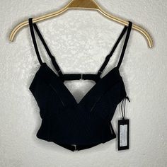 Nwot Good Condition No Size Tag (Pls See Measurements) Smoke Free Home Black Triangle Top With Adjustable Straps, Fitted Bra For Night Out In Spring, Fitted Low-cut Bra For Night Out, Night Out Top With Adjustable Straps And Underwire, Black Crop Top With Underwire Straps, Black Underwire Crop Top With Straps, Black Underwire Strap Crop Top, Adjustable Straps Underwire Tops For Night Out, Underwire Top With Adjustable Straps For Night Out