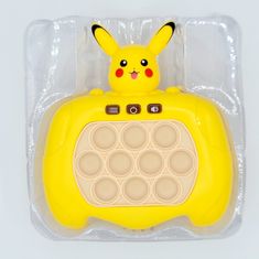 a yellow toy with a pikachu on it