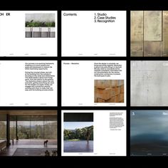 several pages with different images and text on the same page as well as an article about architecture