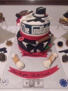 Film Cake, Rapper Quotes, Cannoli, Party Entertainment, Fondant Cake, The Godfather, Diaper Cake