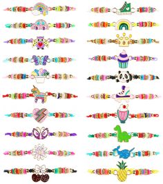 PRICES MAY VARY. 20 Different Style Cute Bracelets:it comes with 20 pieces beaded bracelets with 20 different styles and colors in total,such as unicorns, rainbows, desserts, and animals, basically everything that small girls favor these days! They look very beautiful when those sparkling decorations, which is very fitting for girls that age to show off her multitude of styles every day and, of course, share them with her best friend. High Quality Material:our bracelets are made of quality alloy Friendship Bracelets For Kids, Bracelets For Kids, Unicorn Bracelet, Pink Sheep, Colorful Unicorn, Costume Jewelry Sets, Girl Rainbow, Cute Bracelets, Rainbow Unicorn