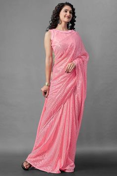 Attrective Look This Pretty Elegant Looking Designer Party Wear Saree In Pink Color Paired With Blouse. This Saree Are Georgette And Blouse Are Banglori Silk Based With Designer Sequence Embroidery Work Beautified Saree. Buy Now.Product Features:  Saree Color: Pink Blouse Color: Pink Saree Fabric: Georgette Blouse Fabric: Banglori Silk Style Name: Designer Work: Sequence Embroidery, Piping Border Occasion: Partywear Size: Saree Length:-5.5 M Blouse Length:-0.80 M Wash Care: Dry Clean Disclaimer: Sequin Saree, Set Saree, Silk Style, Readymade Saree, Georgette Blouse, Embroidery Saree, Organza Saree, Sequins Embroidery, Georgette Fabric