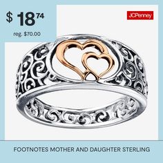 Ring Style: BandsFeatures: Inspirational, In A Gift BoxShape: HeartMetal Color: Two ToneCare: Wipe CleanMetal: Sterling SilverCountry of Origin: Imported Heart Band, Rings Bands, Mother And Daughter, Ring Style, Sterling Silver Heart, Silver Heart, Fashion Rings, Band Rings, Band