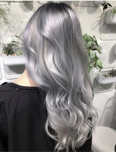 Discover Exciting Gray Hair Dye Trends and Vibrant Color Options Long Grey Hair, Loose Waves Hair, Pinterest Hair, Curly Human Hair Wig, Grey Hair Color