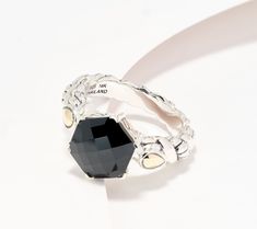 Textured. Two-tone. And a total showstopper. Could you ask anymore of this generously sized gemstone ring? This is your own it moment. From JAI. Gold Lotus, Twist Pattern, Black Spinel, Own It, White Topaz, Gemstone Ring, Blue Topaz, Prong Setting, Rose Quartz