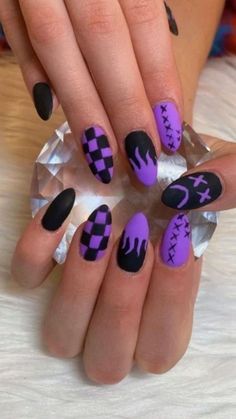 Fake Nails Designs, Purple Acrylic Nails, Punk Nails, Purple Nail Designs, Nails Spring, Acrylic Nails Coffin Short, Short Acrylic Nails Designs, Dope Nails, Short Acrylic Nails