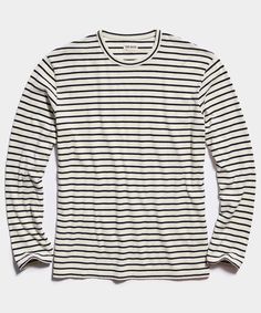 Issued By: Japanese Nautical Striped Tee in White - Todd Snyder Special Sauce, Todd Snyder, Japanese Cotton, Tailored Suits, Soft Hand, Knit Cotton, Striped Tee, Perfect Shirt, Knit Jersey