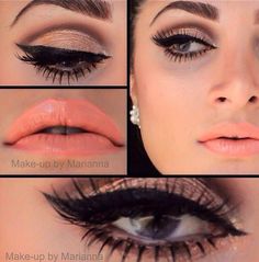 Maquillaje 60's Makeup, Eyeshadow Application, 60s Makeup, Pretty Tips, 60s Hair, Peach Makeup, Peach Palette, Peach Lips, Retro Makeup