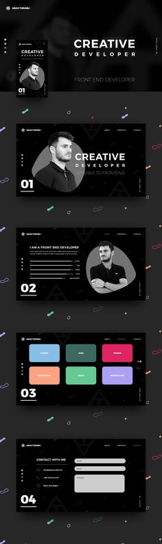 a black and white web page with colorful lines