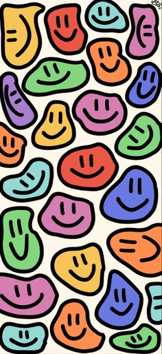 an image of colorful smiley faces on a white background