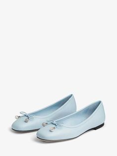 Sky Blue Vegan Leather Round Toe Bow Inlay Slip-On Comfy Flats Elegant Blue Leather Ballet Flats, Elegant Blue Closed Toe Ballet Flats, Elegant Blue Ballet Flats, Blue Leather Closed Toe Flats, Style Ballet Flats, Bow Mules, Mary Jane Ballet Flats, Comfy Flats, Spot Lights