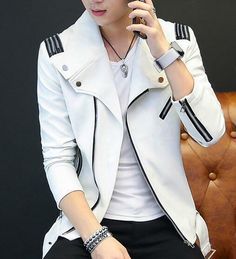 Mens Lapel Faux Leather Zipper Slim Casual Jacket   Color: 6 colors US Size:XS-L Material: Synthetic Style: Casual Size Table（Asian Size） Asian size is smaller than US ones. Length Bust Sleeve Shoulder Inch CM Inch CM Inch CM Inch CM M 25.2 64 38.6 98 24.0 61 16.1 41 L 25.6 65 40.2 102 24.4 62 16.5 42 XL 26.0 66 41.7 106 24.8 63 16.9 43 2XL 26.4 67 43.3 110 25.2 64 17.3 44 Little errors(about 1-3cm) may exit.       Payment 1. We accept PAYPAL only. 2. Payment must be made within 7 days of auctio Casual White Leather Jacket With Zipper Closure, Casual White Leather Jacket With Zipper, White Leather Jacket With Zipper Closure, China Outfits Style, Motorcycle Wrap, Clothes Asian, Leather Jacket Zipper, Slim Fit Coat, Mens Outdoor Clothing